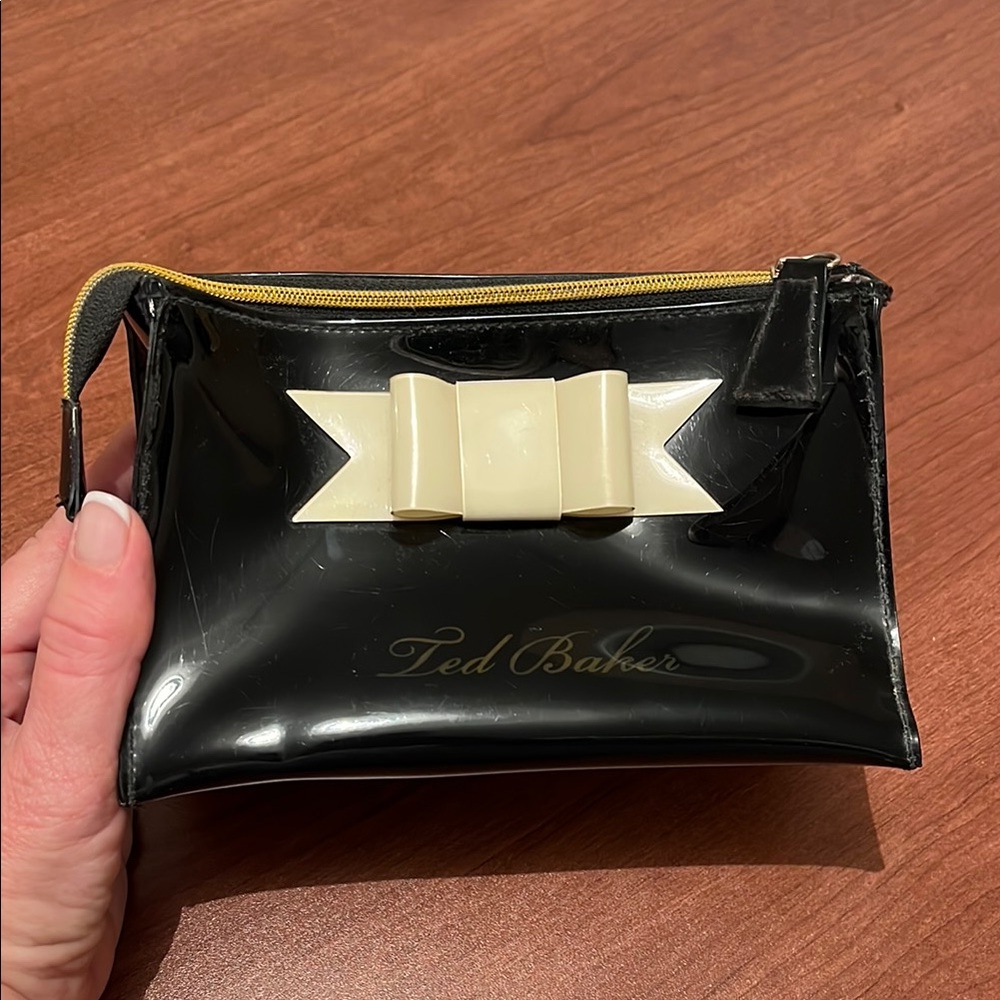 Vintage Ted Baker Black Cosmetic Bag with Bow